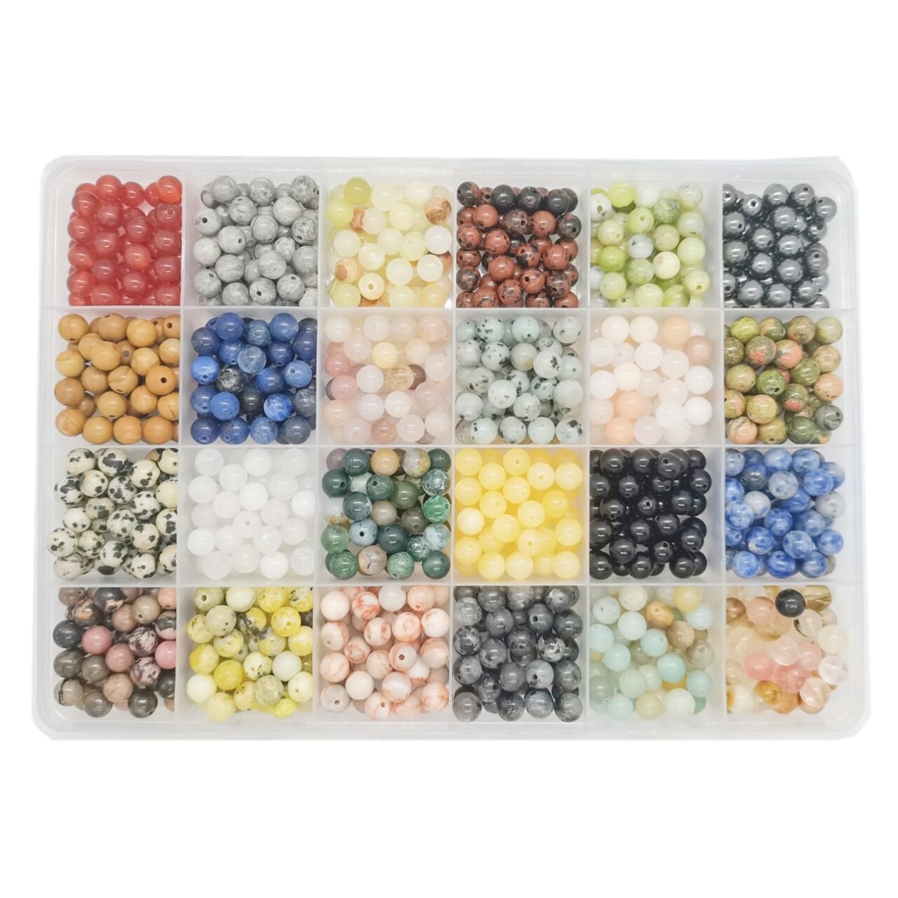 720pcs Crystal Beads for Jewelry Making Bulk,Natural Stone Beads Charm Gemstone DIY for Friendship Bracelet Making Kit Supplies(6mm,24 Color A)